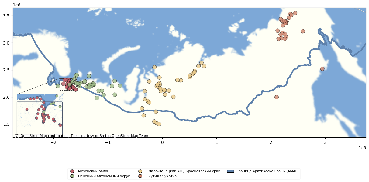 Arctic transport network study area